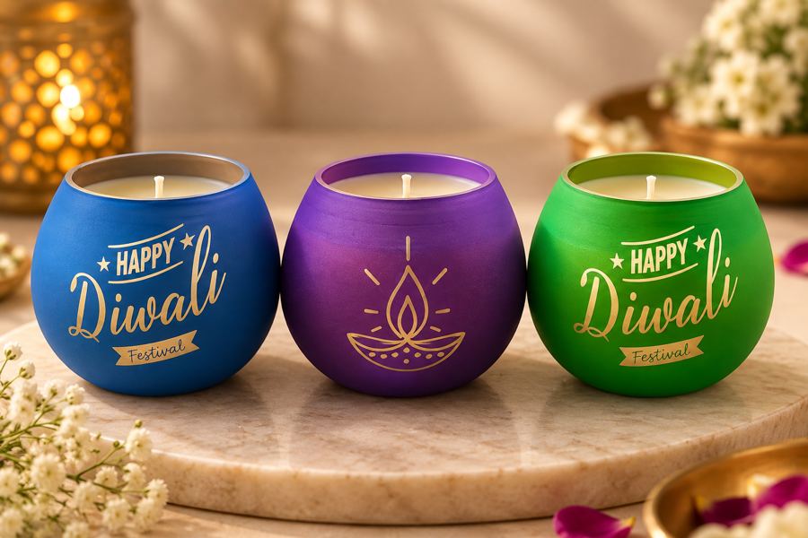 Happy Diwali trio candle
